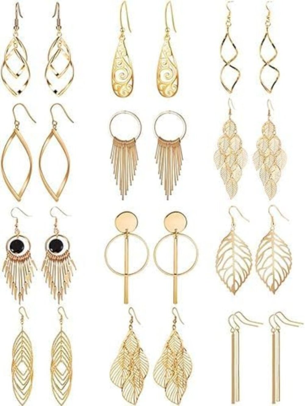 12 Pairs Drop Dangle Earrings boho Fashion Jewelry Vintage Statement Boho